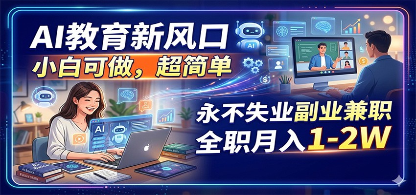 AI教育新风口，小白可做，超简单，永不失业副业兼职 全职月入1-2W