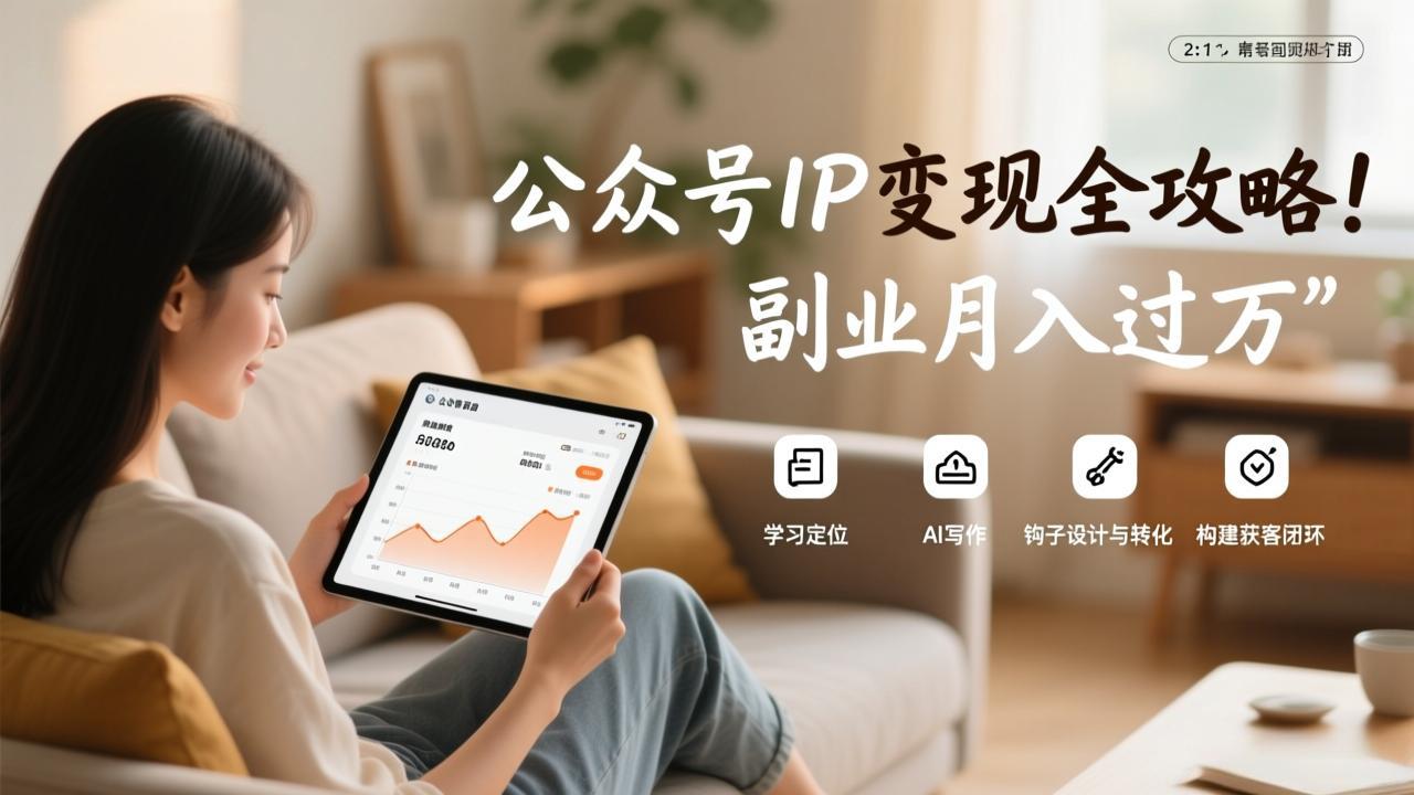 公众号IP变现全攻略，学习定位、AI写作、钩子设计与转化，构建获客闭环，副业月入过万