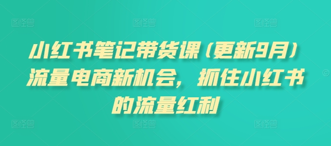 小红书笔记带货课(更新25年9月)流量电商新机会，抓住小红书的流量红利
