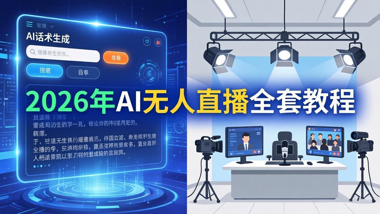 2026年AI无人直播全套教程：OBS安装+软件配置+直播间搭建+话术生成+一键开播实操