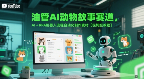 油管AI动物故事赛道，AI+RPA机器人流程自动化制作素材【保姆级教程】