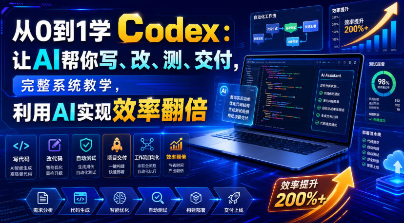 从0到1学Codex：让AI帮你写、改、测、交付，完整系统教学，利用AI实现效率翻倍(更新0918)