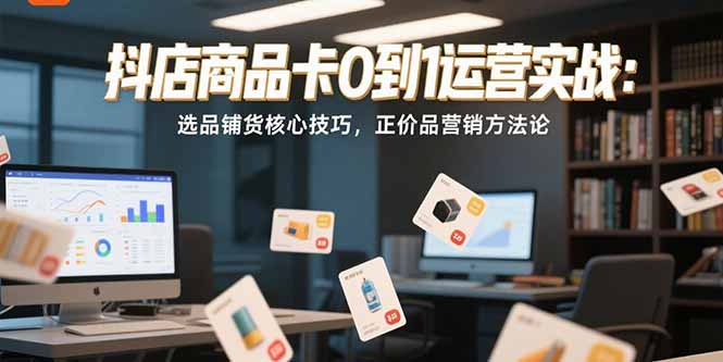 抖店商品卡0到1运营实战：选品铺货核心技巧，正价品营销方法论