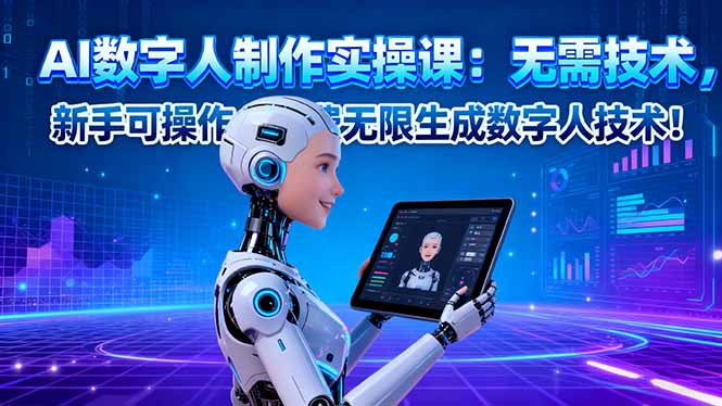 AI数字人制作实操课:无需技术,新手可操作,免费无限生成数字人技术!