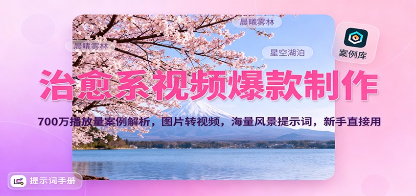 治愈系视频爆款制作,700万播放量案例解析,图片转视频,海量风景提示词,新手直接用