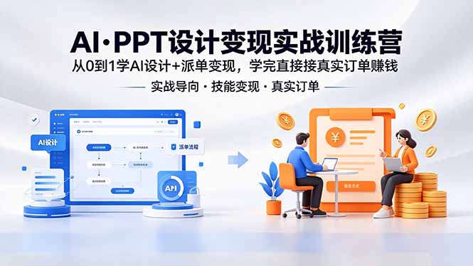 AI·PPT设计变现实战训练营，从0到1学AI设计+派单变现，学完直接接真实订单赚钱