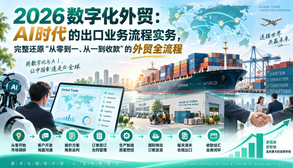 2026数字化外贸：AI时代的出口业务流程实务，完整还原”从零到一、从一到收款”的外贸全流程