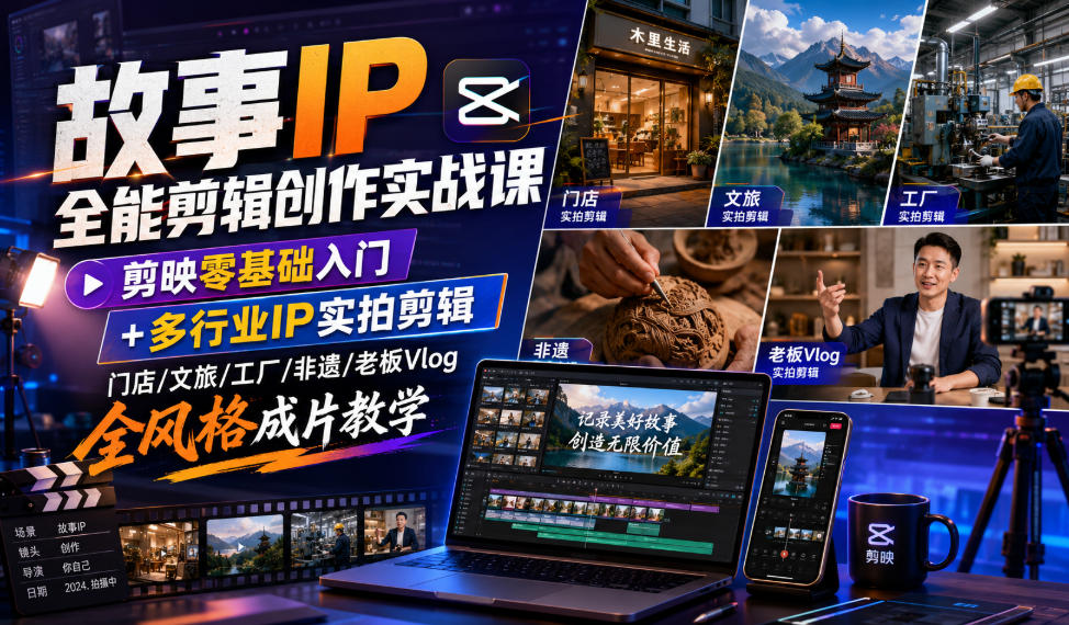 故事IP全能剪辑创作实战课｜剪映零基础入门+多行业IP实拍剪辑-壹选网-各种精选资源福利